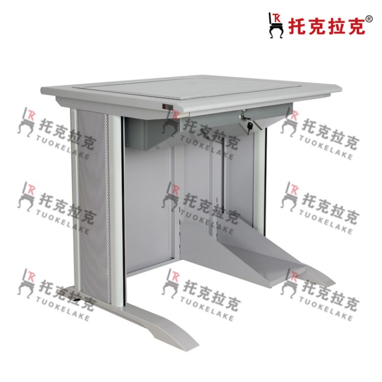 鄭州多功能翻轉(zhuǎn)電腦桌黃岡學(xué)校電教室電腦桌液晶屏手動翻轉(zhuǎn)器