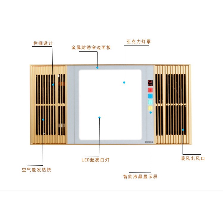 海燈款風暖超薄浴霸 集成吊頂 智能溫度顯示 LED平板照明取暖器