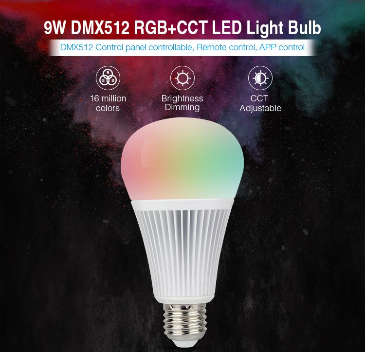 Milight 9W DMX512 RGB+CCT 燈泡 FUTD04  AC86-265V