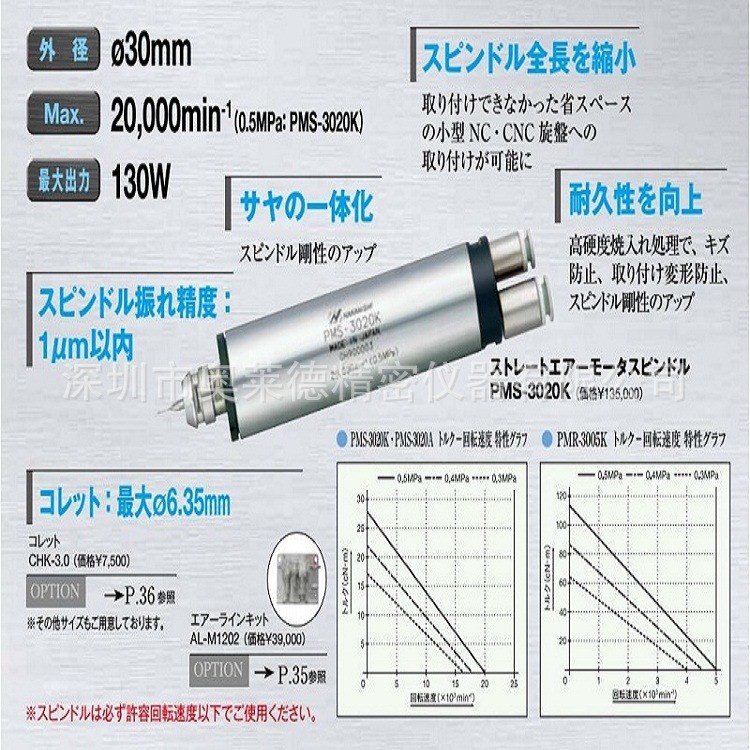 日本ankanishi中西NSK高速氣動(dòng)主軸馬達(dá)PMR-3005K 錐孔研磨主軸