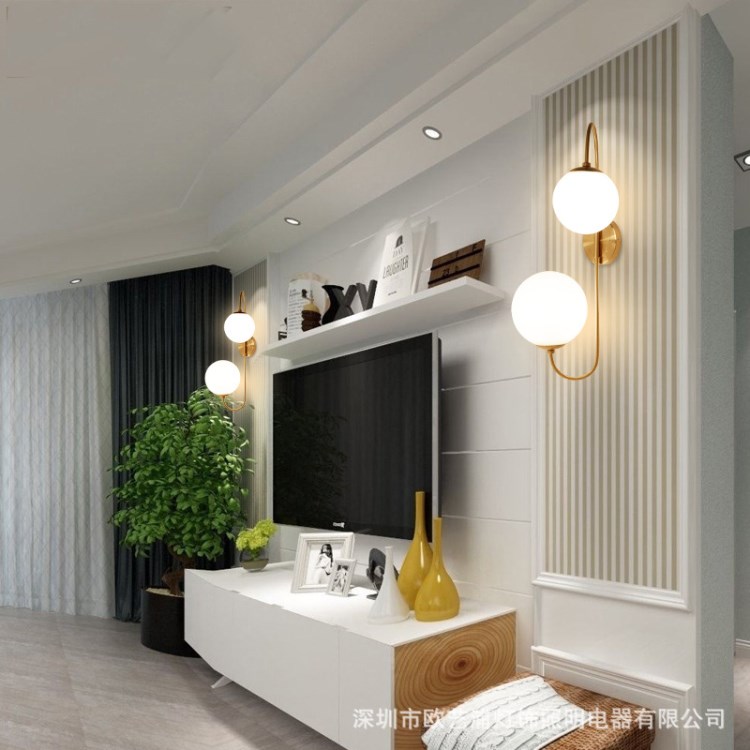北歐客廳背景墻雙頭壁燈創(chuàng)意大氣現(xiàn)代簡(jiǎn)約個(gè)性樓梯間臥室床頭燈具