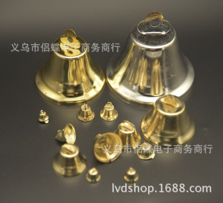 廠家直銷30-80金色開口喇叭鈴鐺圣誕裝飾小鈴鐺風鈴DIY配件批發2