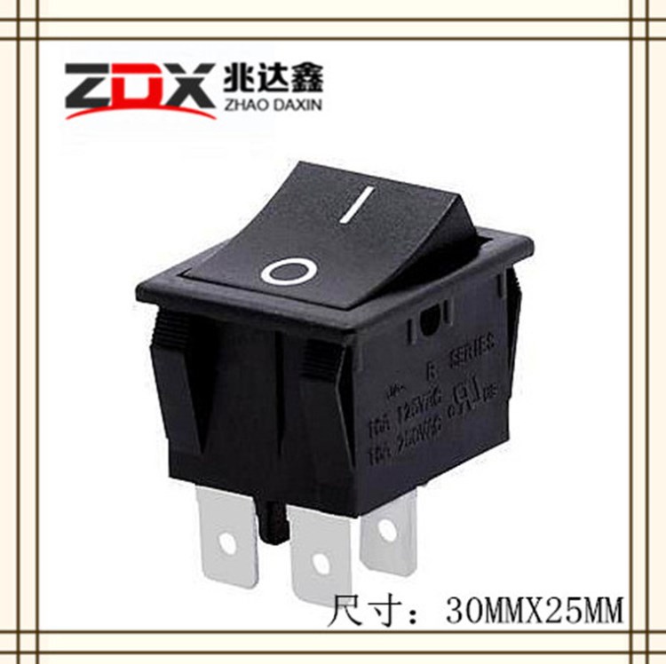 船型開(kāi)關(guān)2檔4腳 2TP 翹板開(kāi)關(guān) 30X25尺寸 ZDX-4210-BB