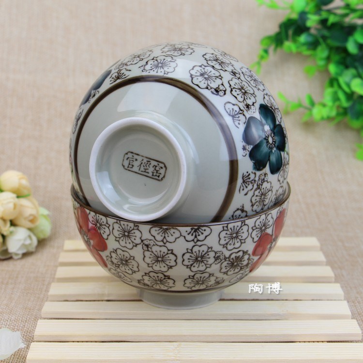 餐具批發(fā)4.8寸直口陶瓷碗日用陶瓷釉下彩日韓風(fēng)格餐具高溫環(huán)保