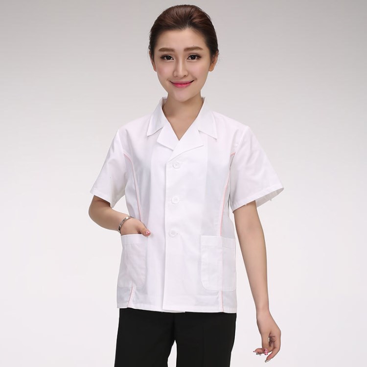 廠家直銷 翻領廚師服短袖女酒店工作服夏裝白廚衣制服定制批發