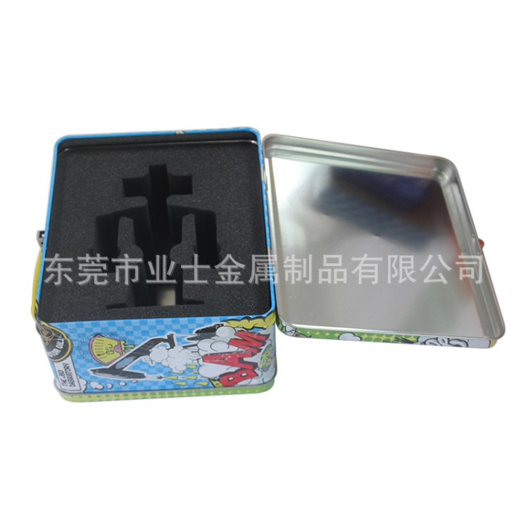 業(yè)士歐美兒童餐盒便當盒 馬口鐵機器人玩具包裝手挽鐵盒 定制鐵罐