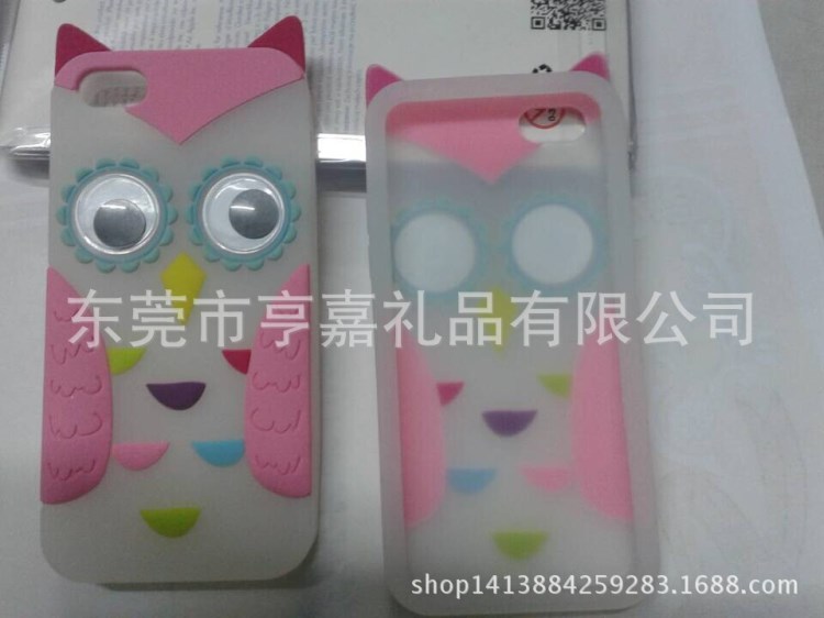 工厂低价现货供应 猫头鹰硅胶手机套 批发零售卡通iPhone5S手机套