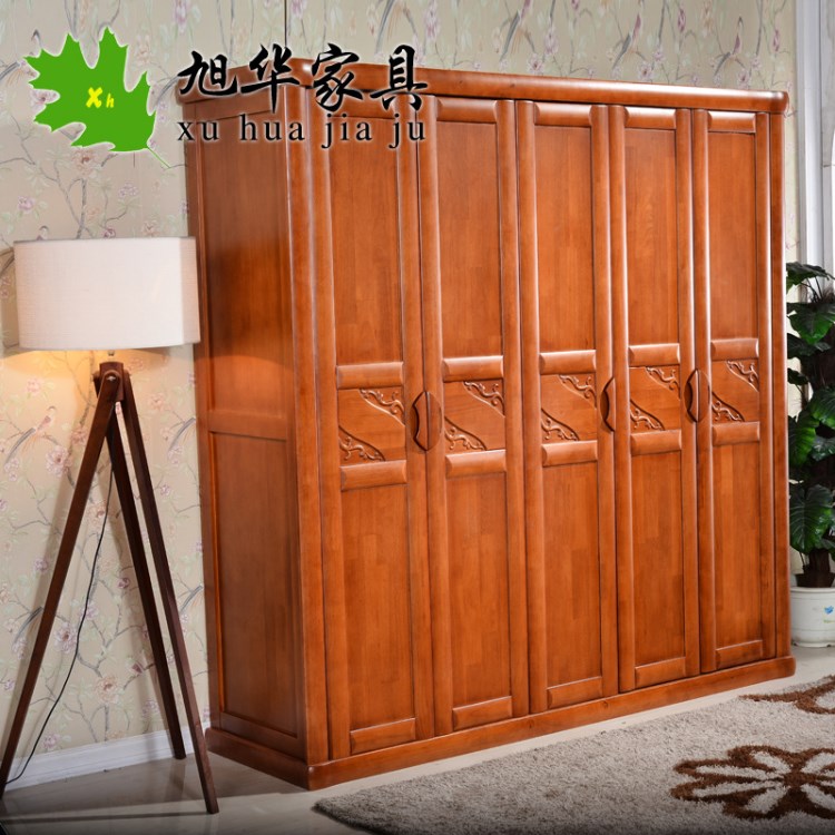 實(shí)木衣柜對(duì)開門 簡約現(xiàn)代橡木衣櫥3門4門中式臥室家具大容量衣柜