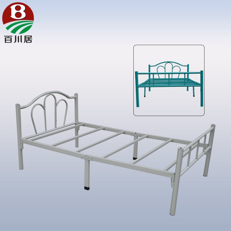 单双人铁床 铁架床 50管单层铁床 员工学生宿舍床 金属床