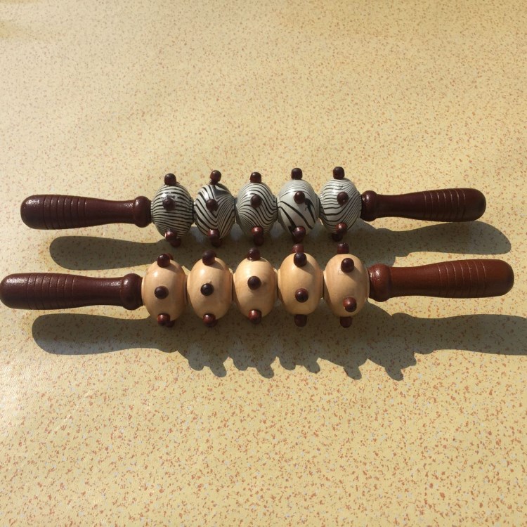 竹木按摩保健用品批發 木質五輪帶釘手動按摩輪 按摩棒 肚皮按摩