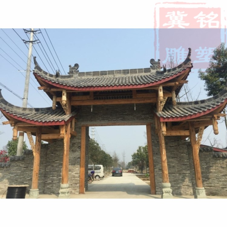 木質(zhì)牌樓仿古木質(zhì)牌坊牌樓彩繪門牌防腐木牌坊古建筑宗祠門樓牌樓