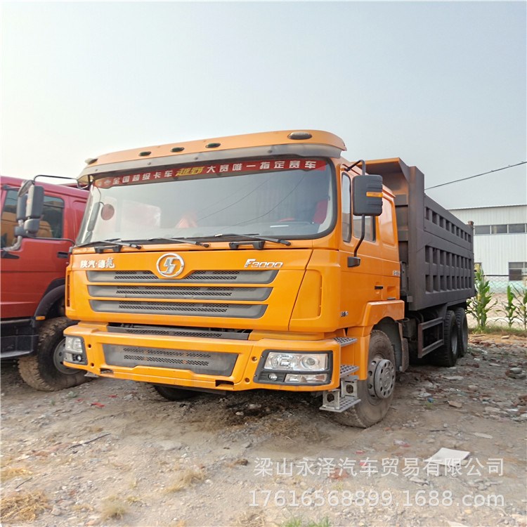 急轉庫存德龍后八輪翻斗新車 二手陜汽工程自卸車 5米8大箱拉礦車