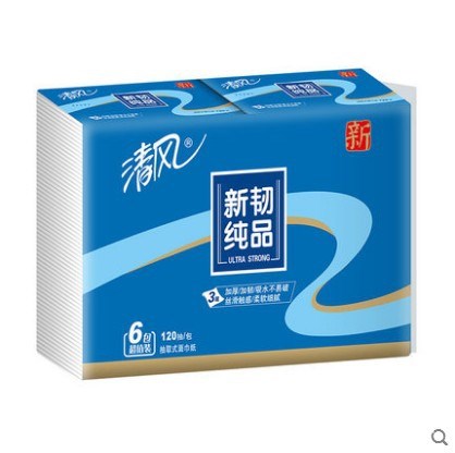 清风抽纸 新韧品3层120抽*一提6包抽取面纸巾