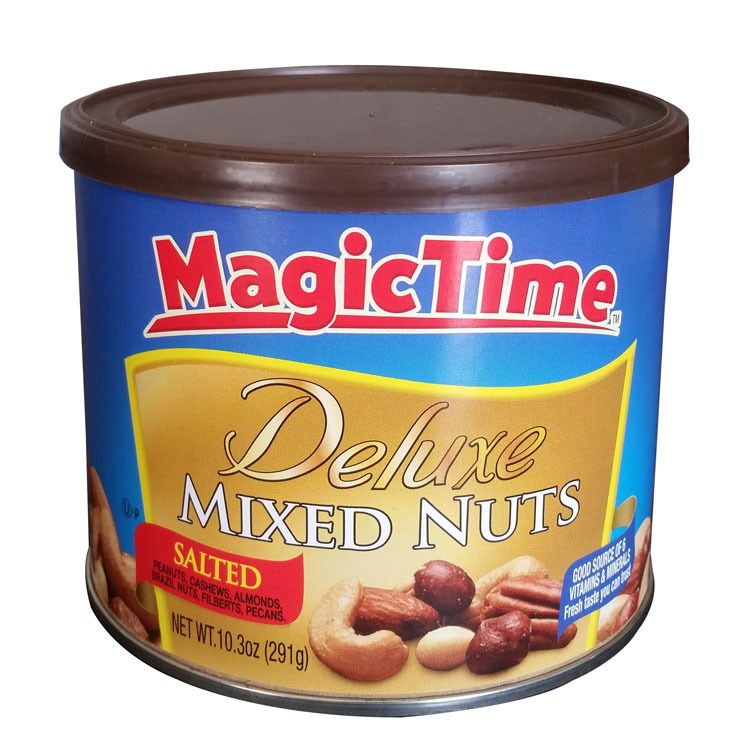 美國魔力時光鹽味什錦果仁罐裝291g堅果零食花生腰果扁桃仁