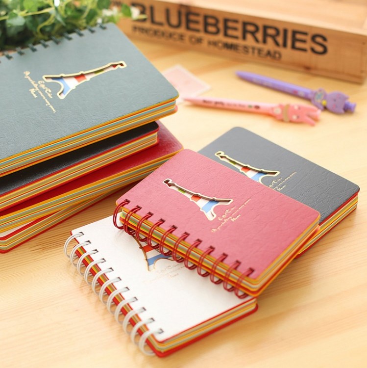 廠家定做FSC彩頁(yè)線圈記事本創(chuàng)意螺旋筆記本文具口袋日記本子