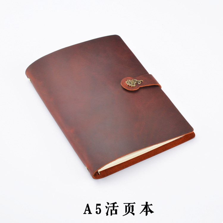 A5真皮復古活頁筆記本手工歐式6孔記事本牛皮本可定做鬼吹燈本子
