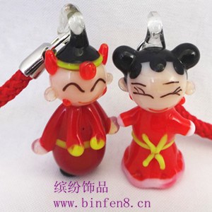 DIY琉璃手機(jī)掛件爆款 結(jié)婚禮品批發(fā) 逗趣新郎新娘 創(chuàng)意禮品