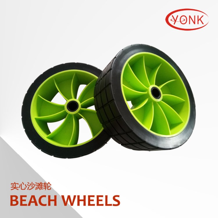 Yonk約尼克 10英寸PU沙灘輪 皮劃艇沖浪板拖車沙灘輪 Y05017GRN