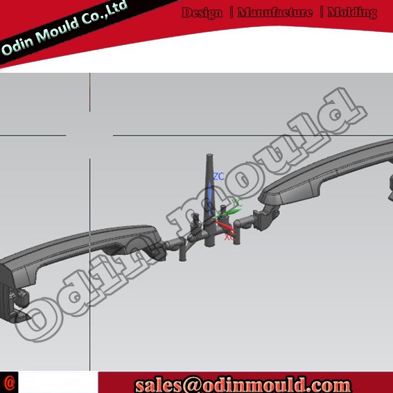 汽車門把手氣輔成型注塑模具 2腔 冷流道設(shè)計(jì)