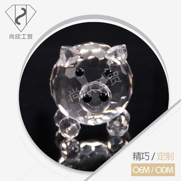 新款水晶豬擺件商務(wù)禮品 水晶十二生肖動(dòng)物模型生日禮物 加工定制