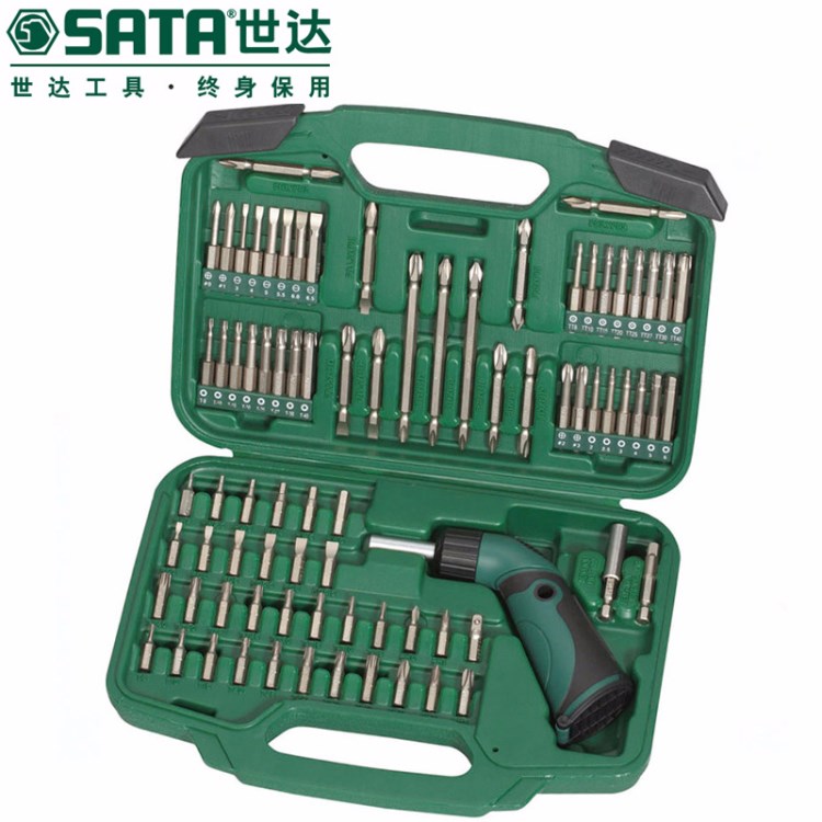 SATA/世達工具80件6.3MM棘輪旋柄旋具頭09326批頭組套螺絲刀套裝