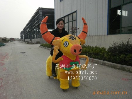 小動物游樂車 毛絨電瓶車 夜燈毛絨電瓶玩具車