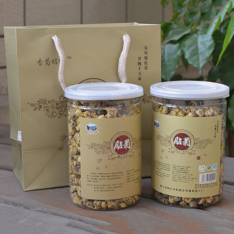 桐鄉(xiāng)胎菊60g易拉罐精包裝工廠直銷杭白菊菊花茶花果茶一件代發(fā)