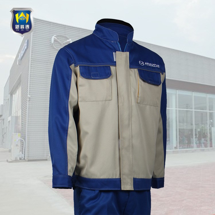 南昌廠家汽車維修工作服套裝長袖拼色款工裝汽車勞保服裝