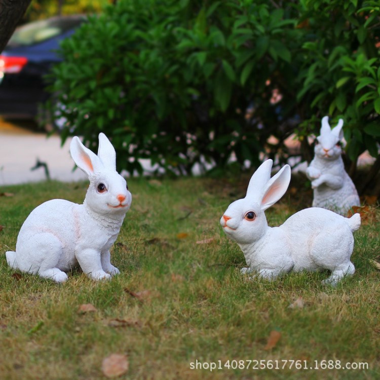 樹脂工藝品批發(fā)室外田園可愛動物景觀花園擺件庭院裝飾仿生小白兔