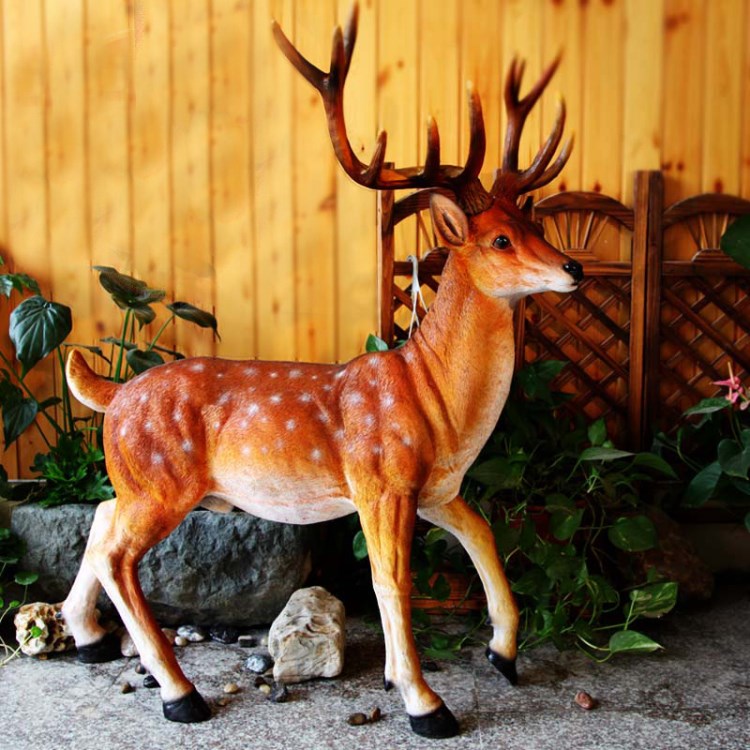 水磨坊酒店家居樹脂梅花鹿工藝產(chǎn)品仿真動物戶外花園大梅花鹿擺件