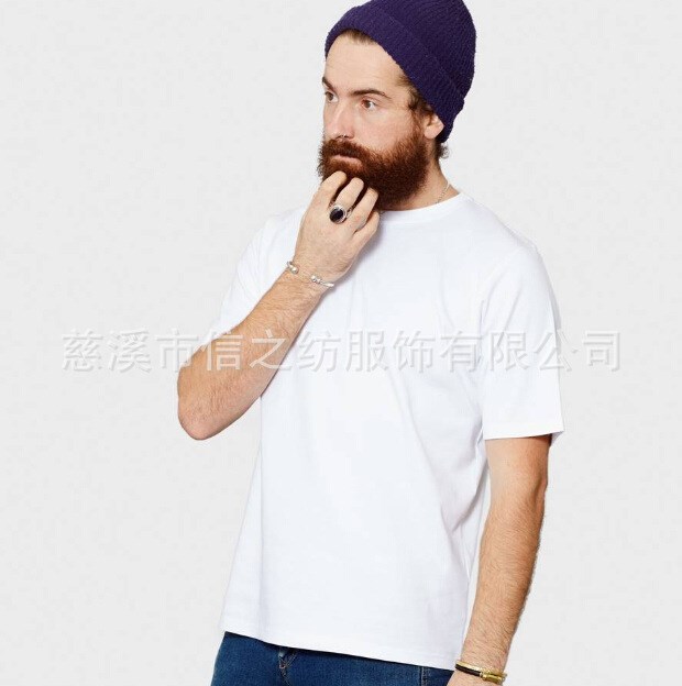 慈溪實(shí)體工廠定織定染150克26支精梳棉圓領(lǐng)T恤文化衫可印logo印花