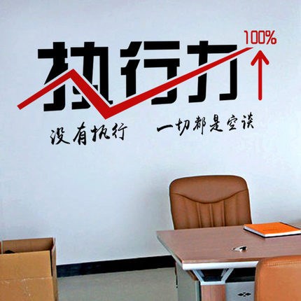 墻貼紙公司辦公室文化墻壁貼紙 工作室團隊標語貼畫 執行力LZ01