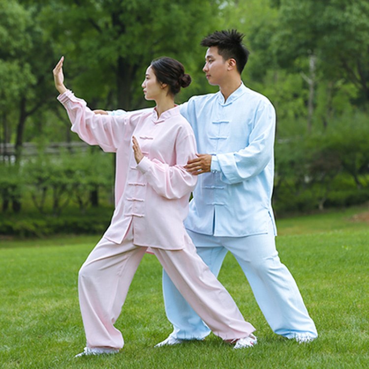 太極服女夏季棉麻短袖立領(lǐng)中老年中國風(fēng)成人武術(shù)拳練功夫服褲