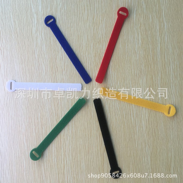 廠家定制任何形狀彩色背靠背扎帶 沖型魔術(shù)貼扎帶 貓頭可印字扎帶