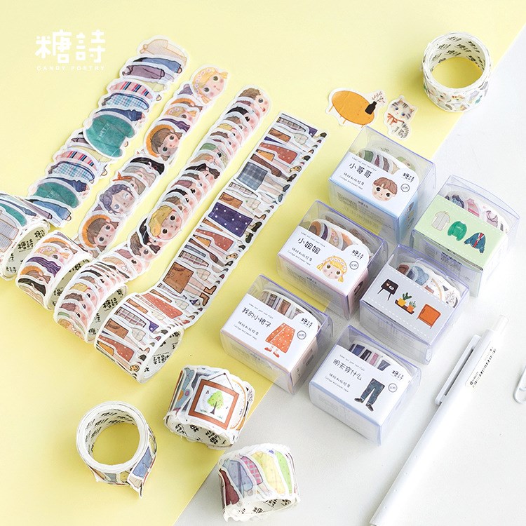 糖詩原創(chuàng)拼貼和紙膠帶 甜甜的 DIY手帳日記相冊裝飾貼 80枚