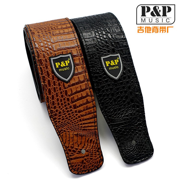 P&amp;P吉他背帶廠 PU皮鱷魚紋吉他背帶 電吉他背帶 樂器配件背帶批發(fā)