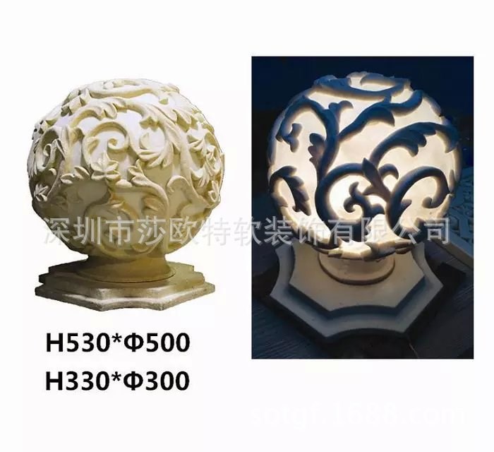 佛山廠家批發(fā)鏤空圓球擺件人造砂巖雕塑燈飾樹脂壁燈歐式砂巖