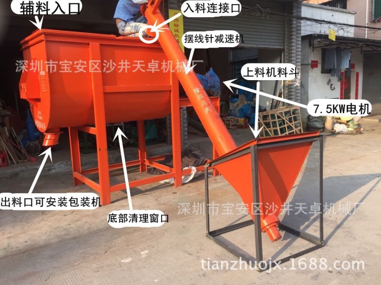 全自動型瓷磚膠攪拌機 臥式2噸干粉攪拌機，大型自動上料攪拌混合