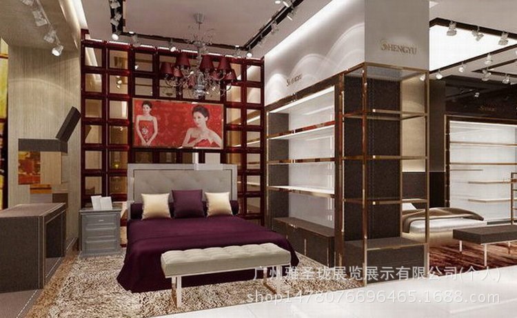 家紡專賣店中島展臺收銀臺廠家定做 枕頭被子不銹鋼烤漆展臺展柜