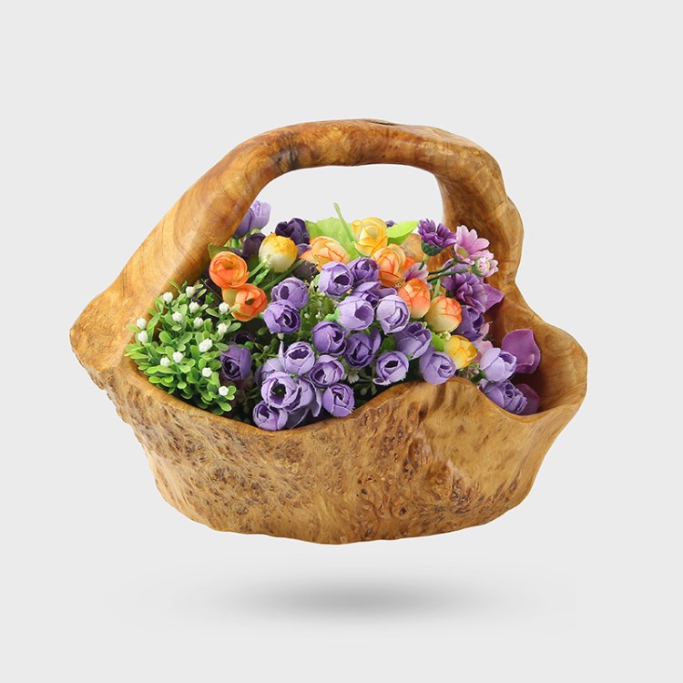 老根世家根雕工藝品 創(chuàng)意擺件杉木根雕果籃 工藝品廠家根雕批發(fā)