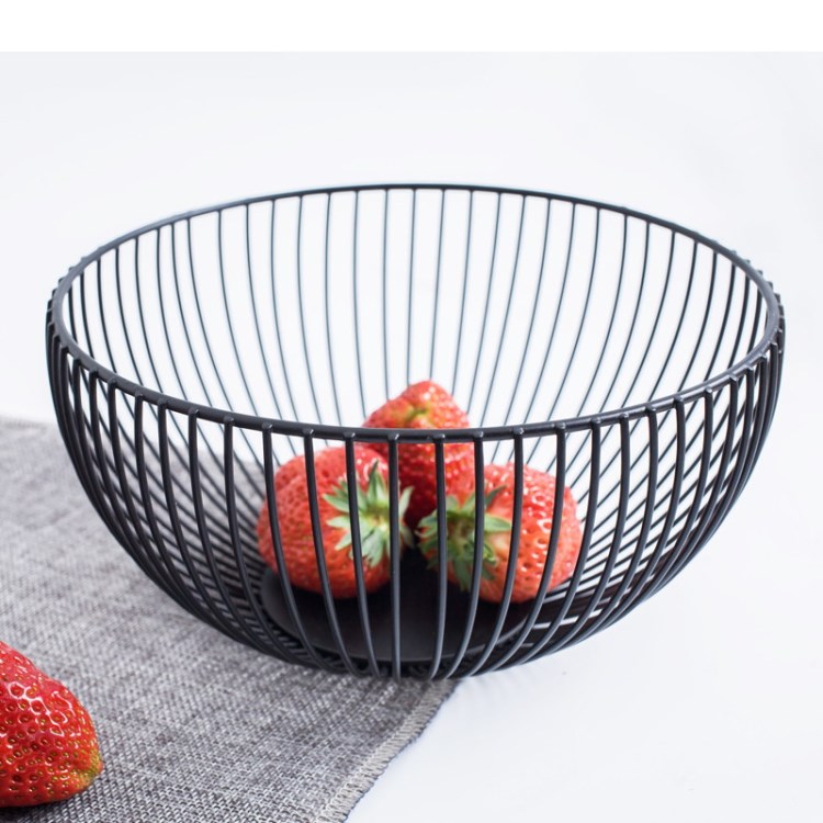 北歐創意家居鐵藝水果籃客廳零食桌面收納筐現代簡約時尚果盤直銷