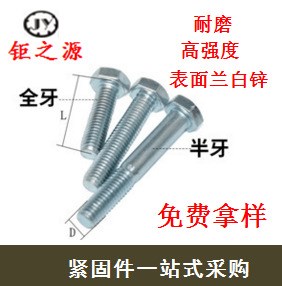 廠家直銷國標GB5783蘭白鋅8.8級鍍鋅高強度外六角螺絲M10M12