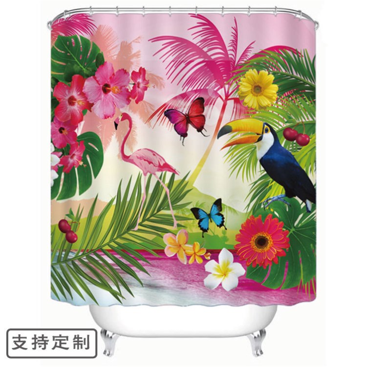工廠滌綸浴簾定制防水防霉加厚門簾3D數碼印花創意隔斷簾curtain
