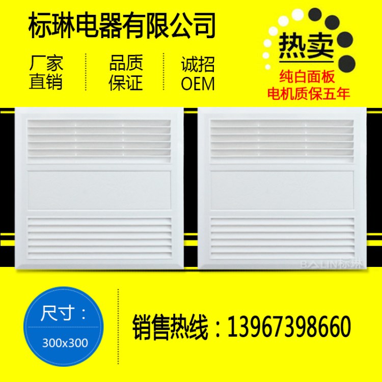 新款气扇 厨卫集成吊顶排风扇 大风力超静音 300x300 厂家直销