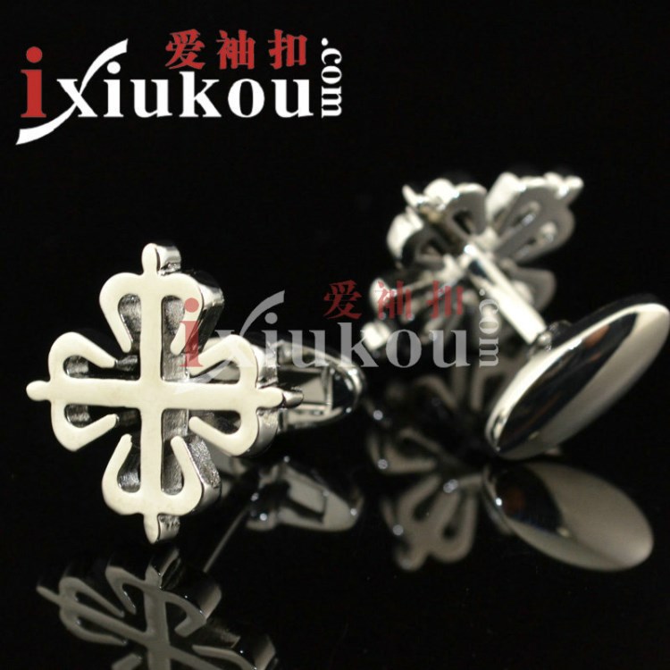 英博ixiukou銀色梅花造型袖扣袖釘男法式紐扣Cufflinks/980035