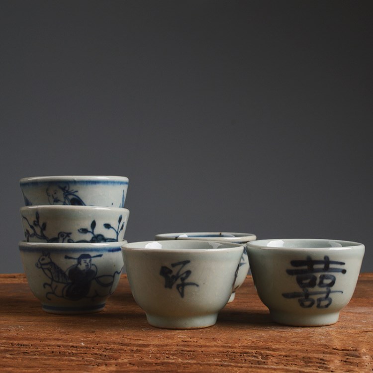 景德鎮(zhèn)青花陶瓷器茶具茶碗小單杯套裝大普洱功夫茶杯仿古茶盞
