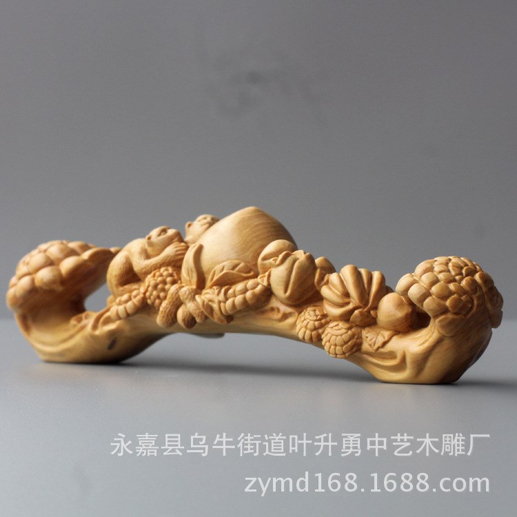 黃楊木雕富貴如意手把件猴雕刻工藝品擺件長(zhǎng)輩送禮祝壽禮品招財(cái)