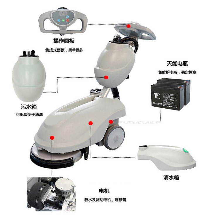 折疊式洗地機(jī) 小型全自動(dòng)擦地機(jī)  手推式洗地機(jī)沃爾生產(chǎn)