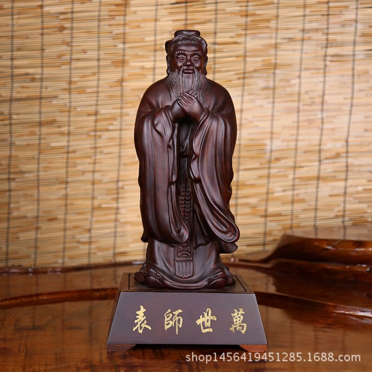 廠家批發(fā)黑檀木雕表師世萬孔子紅木工藝禮品家居擺件風(fēng)水花卉一件