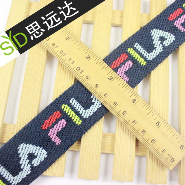 廠家直銷提花織帶 可加工生產(chǎn)定做熱轉(zhuǎn)印字母羅紋織帶